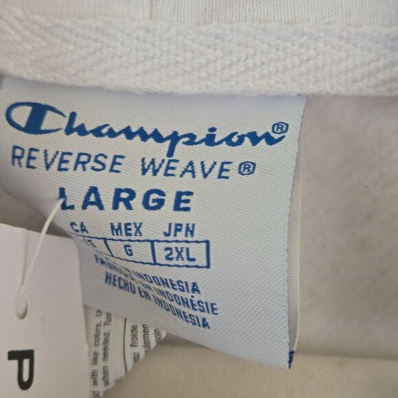 Champion NWT Reverse Weave Yarn Dyed Hoodie Red Blue Band Trim Size L - Picture 12 of 13